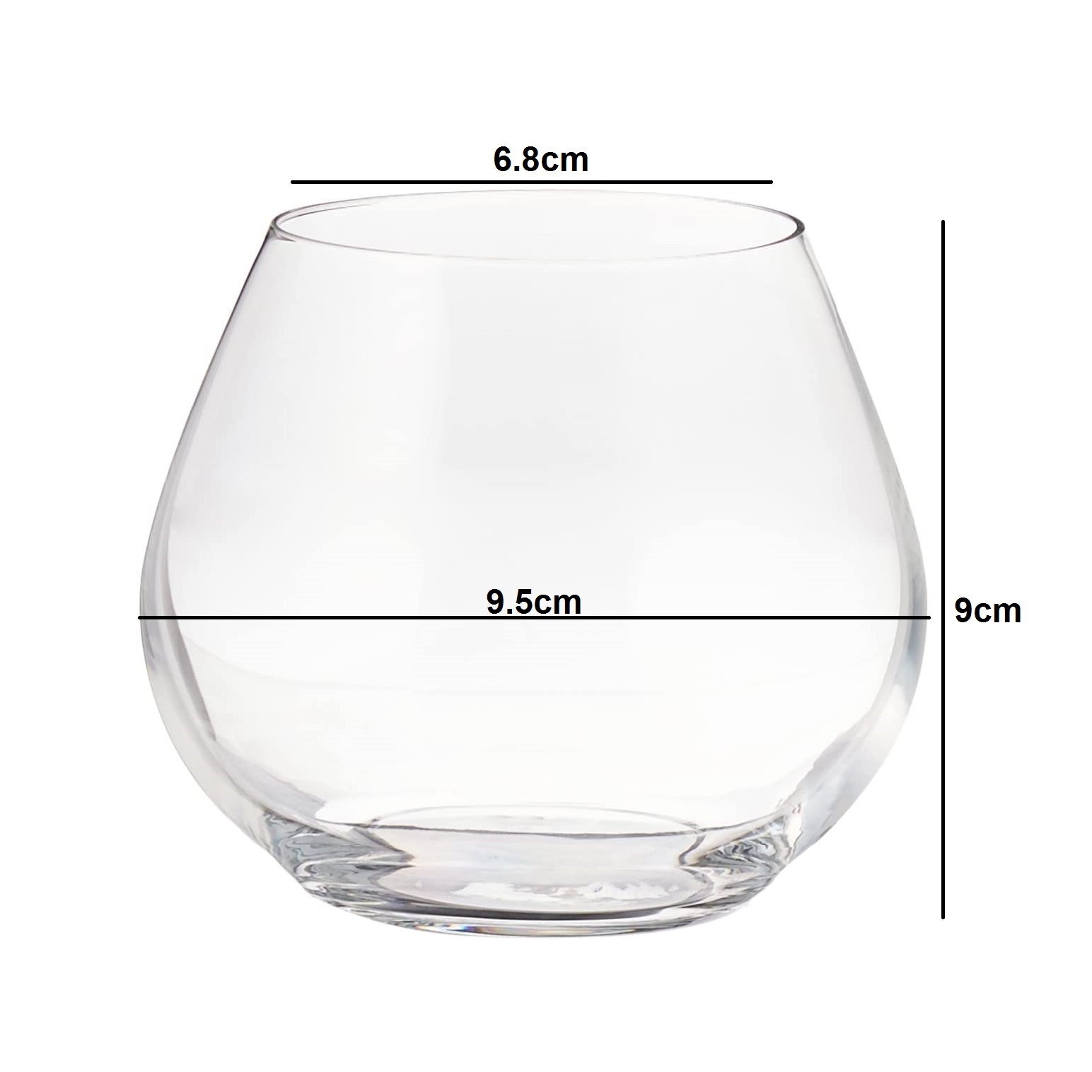 Dimensions of a Durable stemless wine glasses crafted for lasting quality