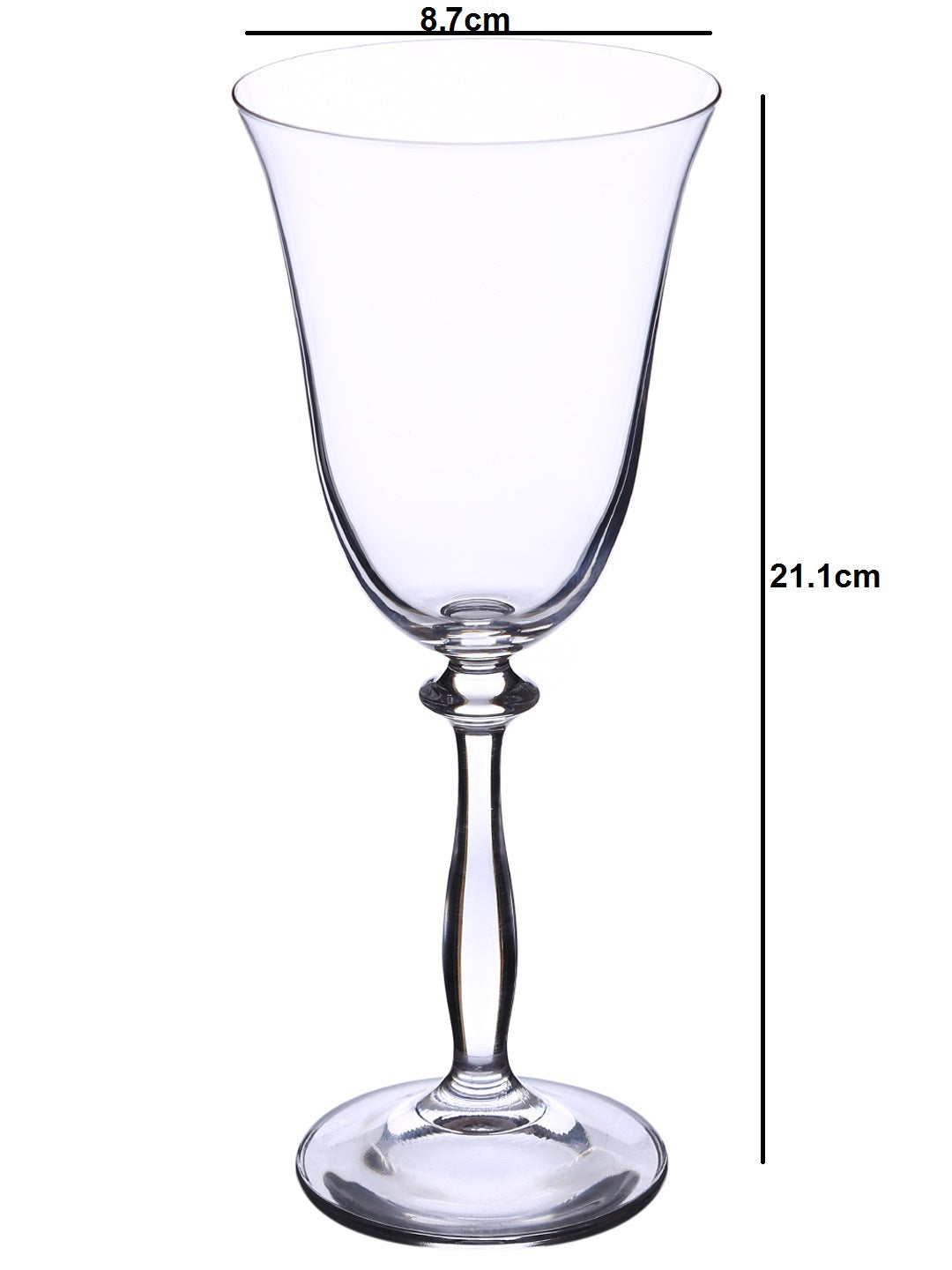 Dimensions of a Luxurious wine glass perfect for wine tastings and special occasions