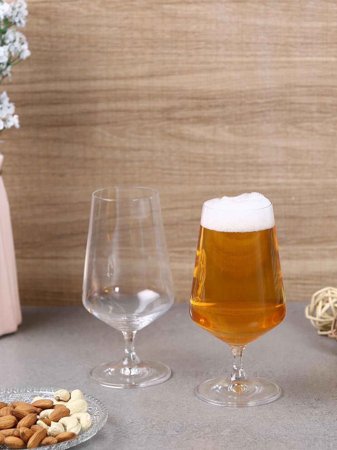 Bohemia Crystal Sandra Beer Glass Set, 380ml, Set of 6pcs, Transparent, Non Lead Crystal Glass | Beer Glass