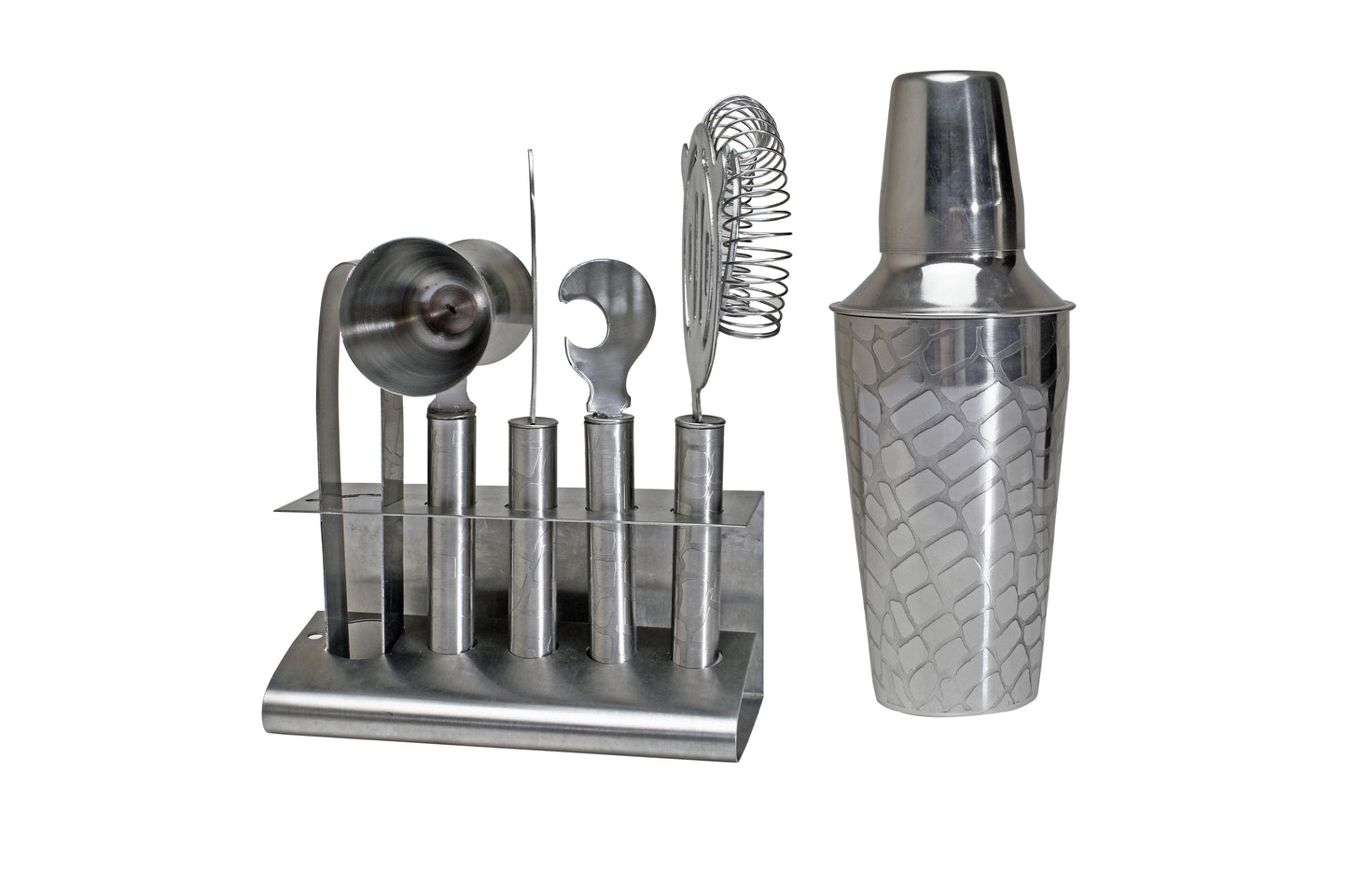 Complete Grid Bar Set with cocktail shaker and tools