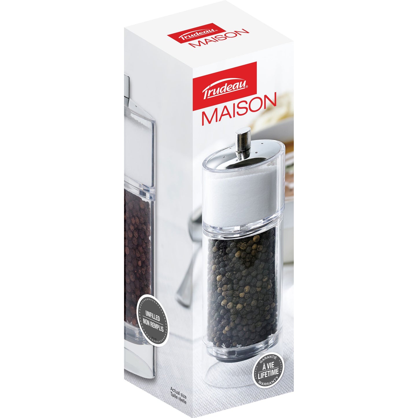 Trudeau Maison Plastic 2-in-1 Pepper Mill and Salt Shaker, Transparent | Kitchen Tools