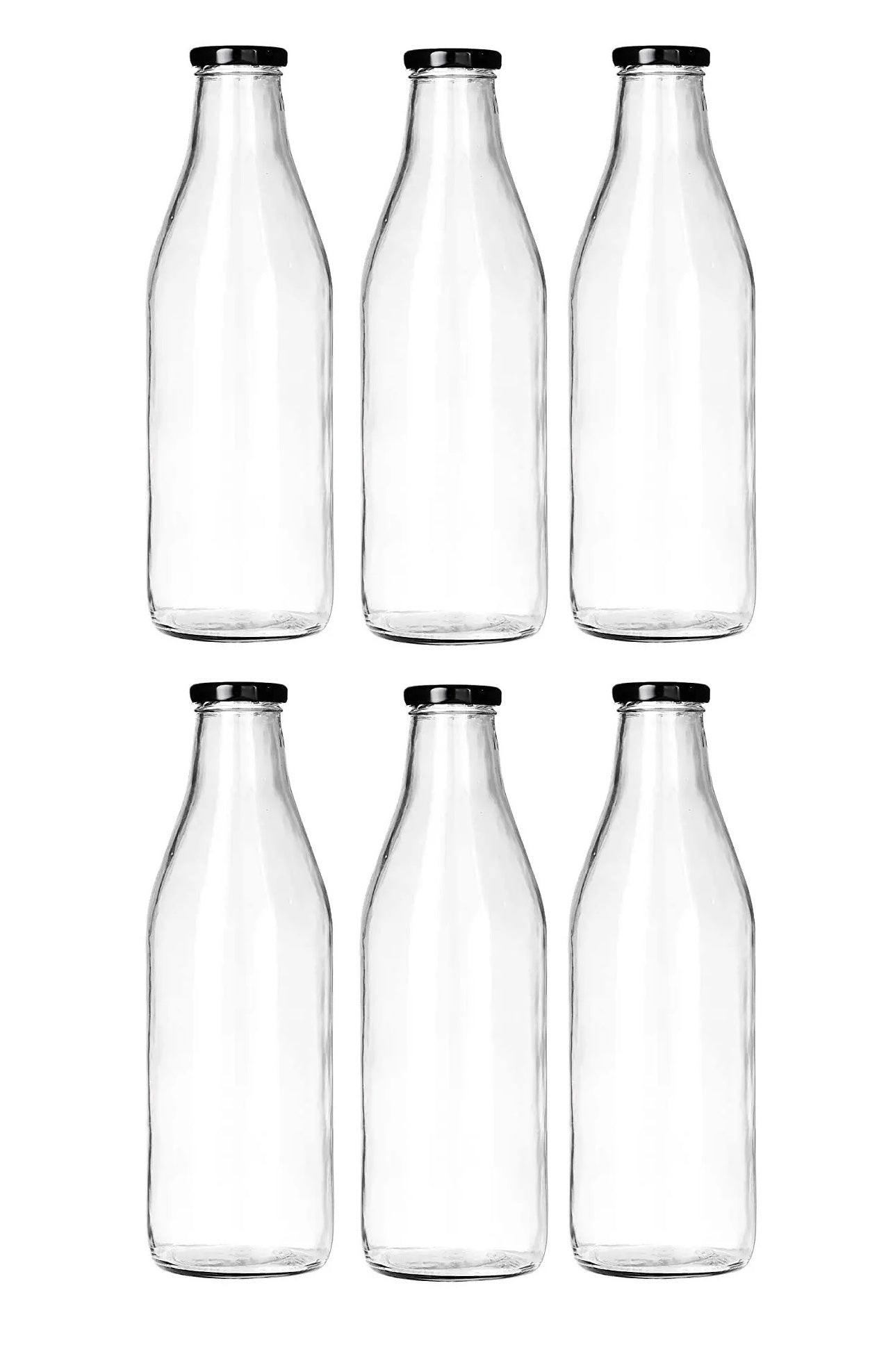 smart "serve" Small Glass Water Bottle Set, 300ml, Set of 6, Transparent