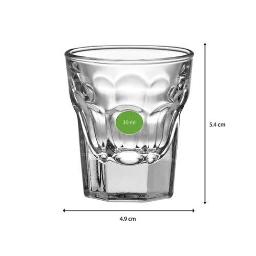 Uniglass Marocco Vodka/Tequila Glass Set, 30ml, Set of 6, Clear | Shot Glass