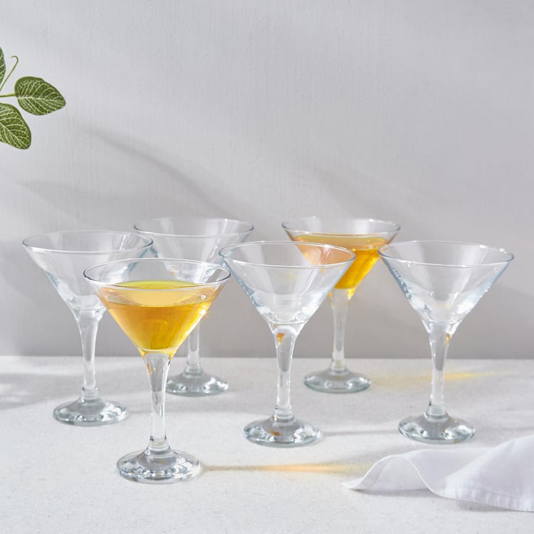 smart "serve" Soda Lime Martini Glass Lead Free 190 ml Set of 6, Hand Blown Martini Glasses with long durable Stem - Elegant Cocktail Glasses for Bar, Martini, Cosmopolitan, Manhattan, Gimlet, Pisco Sour