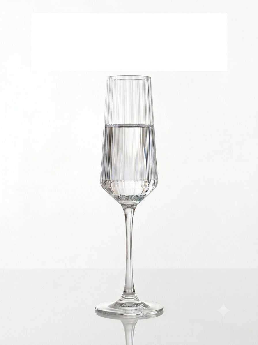 SmartServe Elegant Ribbed Champagne Flute Glass Set – 250ml, 6 Pcs