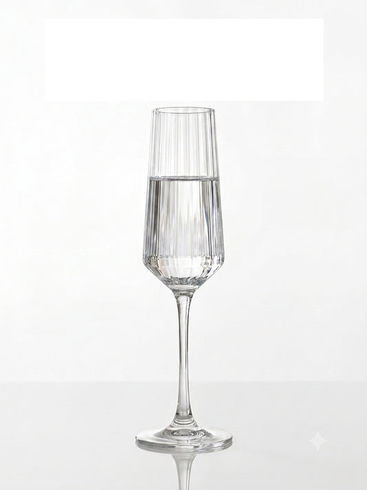 SmartServe Elegant Ribbed Champagne Flute Glass Set – 250ml, 6 Pcs