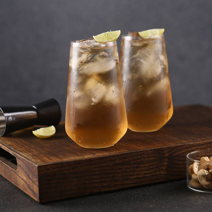 Bohemia Crystal Sandra Tall Cocktail Glasses 440 ml – Set of 6 | Lead-Free Czech Crystal Tumblers | Elegant Glassware for Cocktails, Whiskey, Bourbon, Scotch & Mixed Drinks | Dishwasher Safe