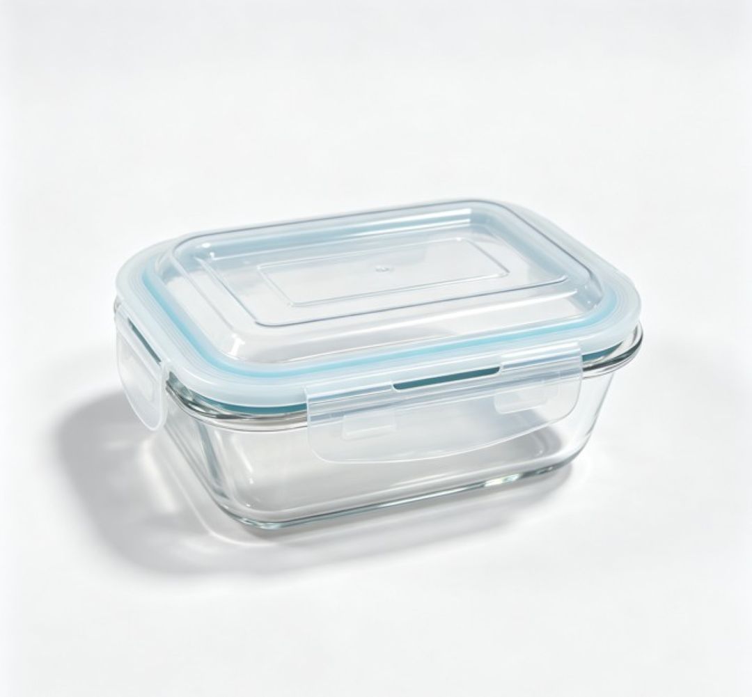 Smartserve Rectangle Borosilicate Glass Lunch Box Set of 2, 370 ML Each | Food Storage Containers with Lids | Meal Prep, Snacks, Office & Home Use