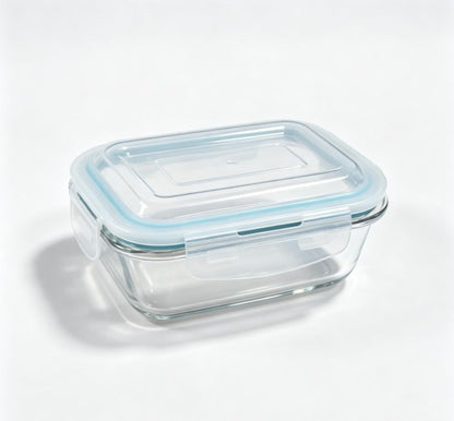 Smartserve Rectangle Borosilicate Glass Lunch Box Set of 2, 370 ML Each | Food Storage Containers with Lids | Meal Prep, Snacks, Office & Home Use