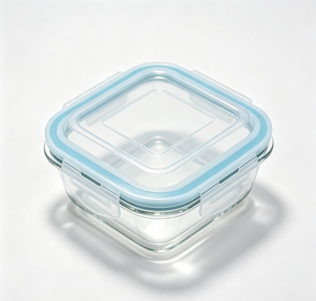 Smartserve Square Borosilicate Glass Container with Blue PP Lid, 310 ML Set of 2 | Food Storage & Meal Prep Containers | Kitchen, Office & Home Use