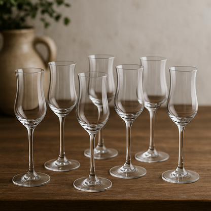 SmartServe 100ml Stemmed Sherry Glasses Set of 6 | Lead-Free Snifter Glasses for Whiskey, Scotch, Grappa, Cognac, Liqueurs, Dessert Wines & Spirits | Premium Antique Style Gift
