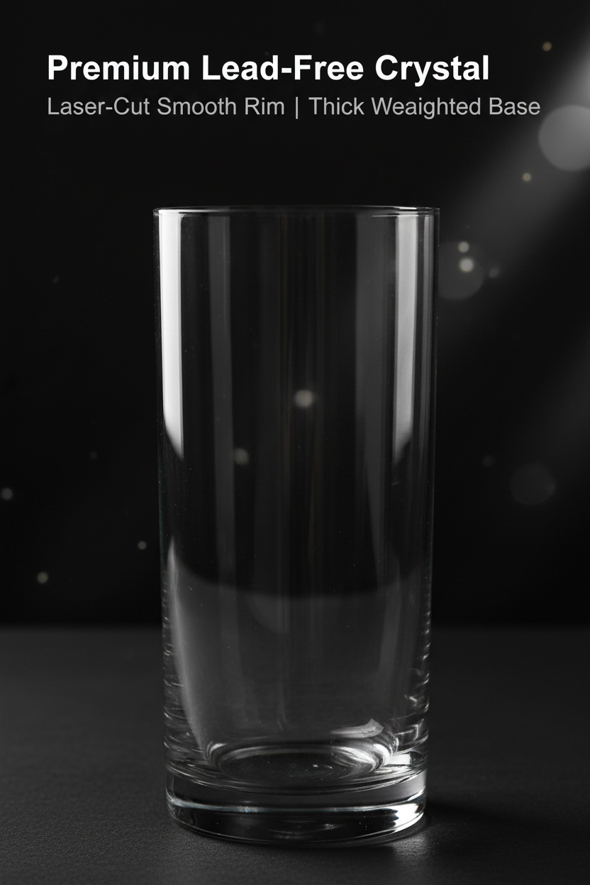 Bohemia Crystal Barline Glass Set of 6 – 300ml Tall Lead-Free Crystal Glasses for Mocktail, Cocktail, Vodka, Beer & Juice – Dishwasher Safe – Made in Czech Republic Set of 6 – Gift Box