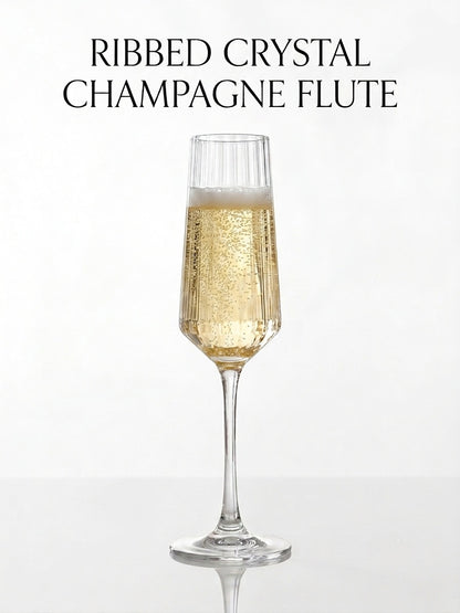 SmartServe Elegant Ribbed Champagne Flute Glass Set – 250ml, 6 Pcs