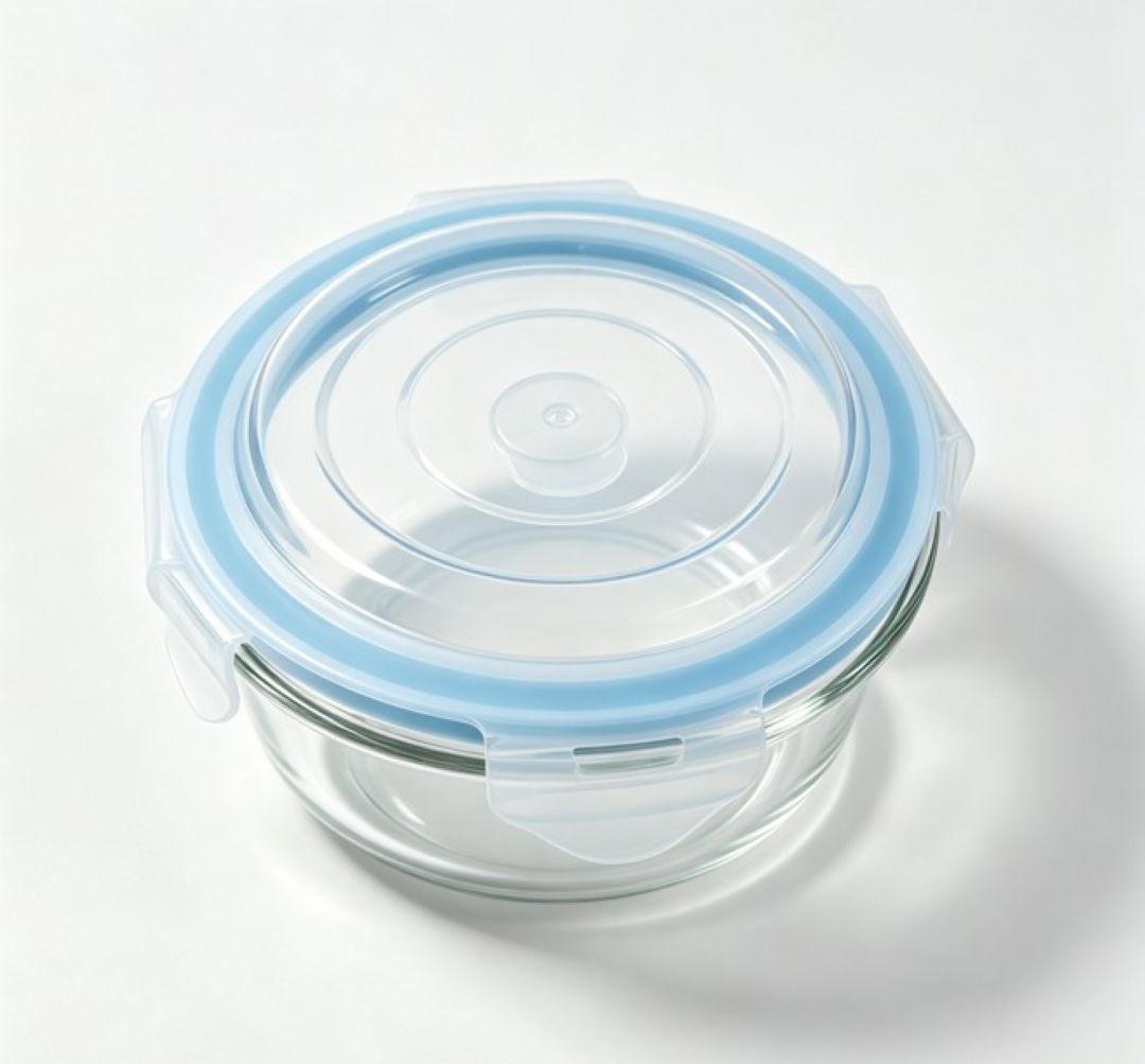 Smartserve Round Borosilicate Glass Lunch Box Set of 2, 370 ML Each | Food Storage Containers with Lids | Snacks, Dry Fruits, Meal Prep & Office Use