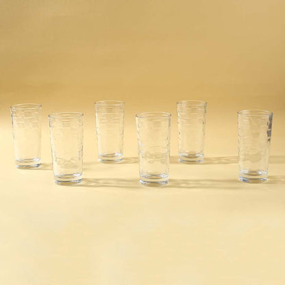 Elegant beverage glasses arranged neatly
