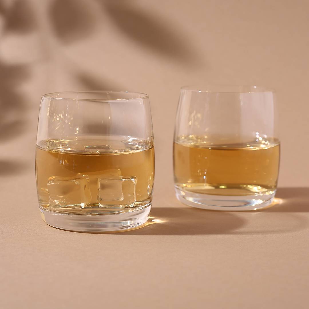 Elegant whiskey glass with heavy base for stability