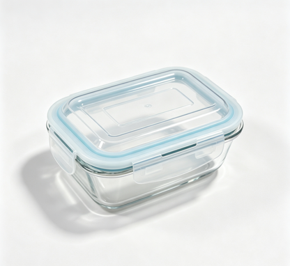Smartserve Rectangle Borosilicate Glass Lunch Box Set of 2, 370 ML Each | Food Storage Containers with Lids | Meal Prep, Snacks, Office & Home Use