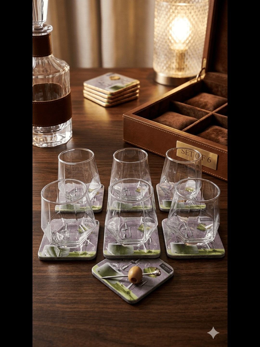 SmartServe  Hexagon Whiskey Glass  300ml set of 6 pcs