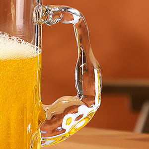 Smartserve Crystal Muscle Beer Mug Set of 6 | 600ml Heavy Clear Glass Beer Mugs | Premium Lead-Free Crystal Barware | Freezer Safe Thick Handle Large Beer Glass Set for Home, Bar & Parties