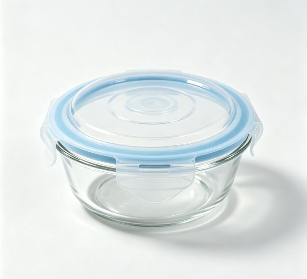 Smartserve Round Borosilicate Glass Lunch Box Set of 2, 370 ML Each | Food Storage Containers with Lids | Snacks, Dry Fruits, Meal Prep & Office Use