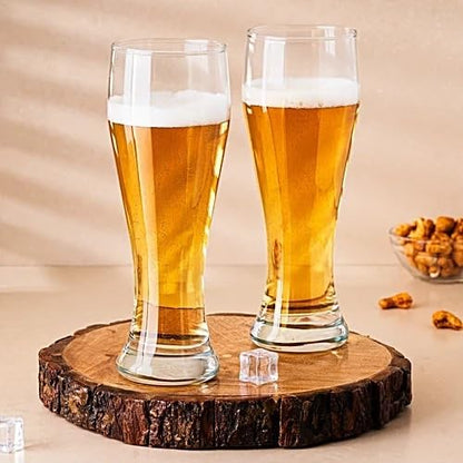 Smartserve Transparent Beer Pilsner 580ml Set of 6 Glasses Big Tall Beer Glasses, Pilsner, Juice, Mocktail Glasses, for Drinking Water, Beer, Soda, Fresh Juice, Perfect for Home, Parties & Bar Use