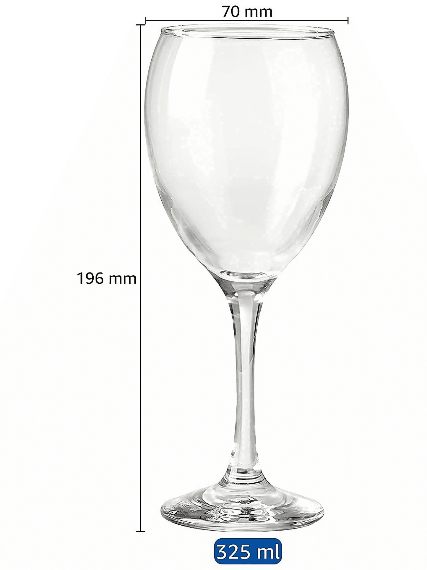 Dimensions of a Durable wine glasses crafted for long-lasting enjoyment