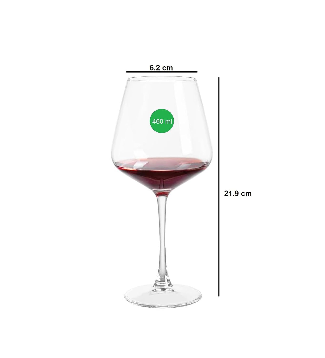 Smartserve Crystal Red Wine Glass Set of 6, 440ml, Gift Box