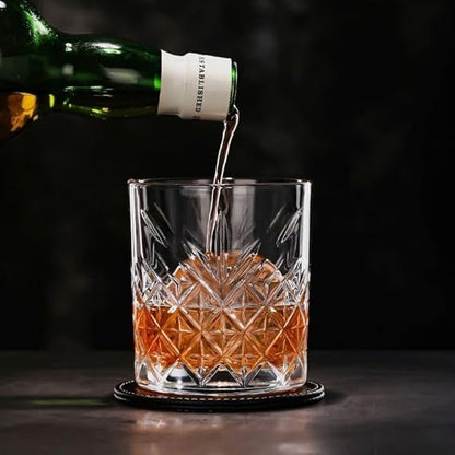 smart "serve" Diamond Cut Whiskey Glasses 340ml, Set of 6, Perfect Bar Glasses for Drinking Whisky, Bourbon, Scotch, Cocktails, Cognac- Old Fashioned Cocktail Tumblers, Classic Cut Design.