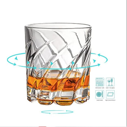 smart"serve" Dancing Base Whiskey Glasses 280 ml Set of 6 | Unique Rolling Crystal Glass for Scotch, Bourbon, Cocktails | Lead-Free, Dishwasher Safe, Premium Barware & Gift