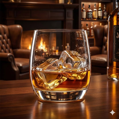 smart "serve" Oval Whiskey Glasses Set of 6 – 350ml Crystal Clear Tumblers for Whisky, Bourbon, Scotch, Cocktails & Drinks | Thick Durable Bar Glass Set for Home, Bar & Gifting