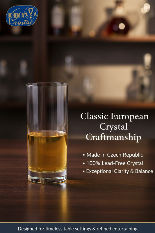 Bohemia Crystal Barline Glass Set of 6 – 300ml Tall Lead-Free Crystal Glasses for Mocktail, Cocktail, Vodka, Beer & Juice – Dishwasher Safe – Made in Czech Republic Set of 6 – Gift Box
