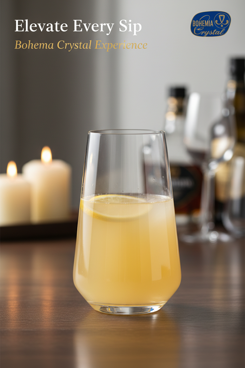 Bohemia Crystal Sandra Tall Cocktail Glasses 440 ml – Set of 6 | Lead-Free Czech Crystal Tumblers | Elegant Glassware for Cocktails, Whiskey, Bourbon, Scotch & Mixed Drinks | Dishwasher Safe