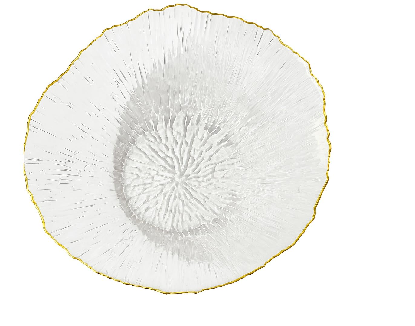 smart "serve" Bowl with Gold Rim Transparent Lead Free Glass | Elegant Premium Luxury Serving Bowl for Salads, Snacks & Desserts | Lead-Free Crystal Glass Tableware