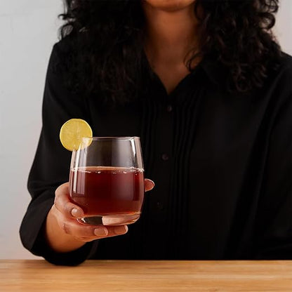 smart "serve" Oval Whiskey Glasses Set of 6 – 350ml Crystal Clear Tumblers for Whisky, Bourbon, Scotch, Cocktails & Drinks | Thick Durable Bar Glass Set for Home, Bar & Gifting