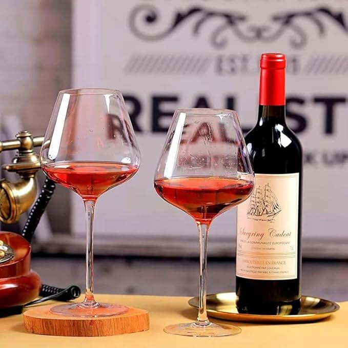 smart "serve" Premium Crystal Wine Goblet Set of 6, 440ml | Lead-Free Clear Crystal, Elegant & Reusable | Red Wine Glasses for Parties, Weddings, Anniversaries, Bar & Home | Gift Box, Imported