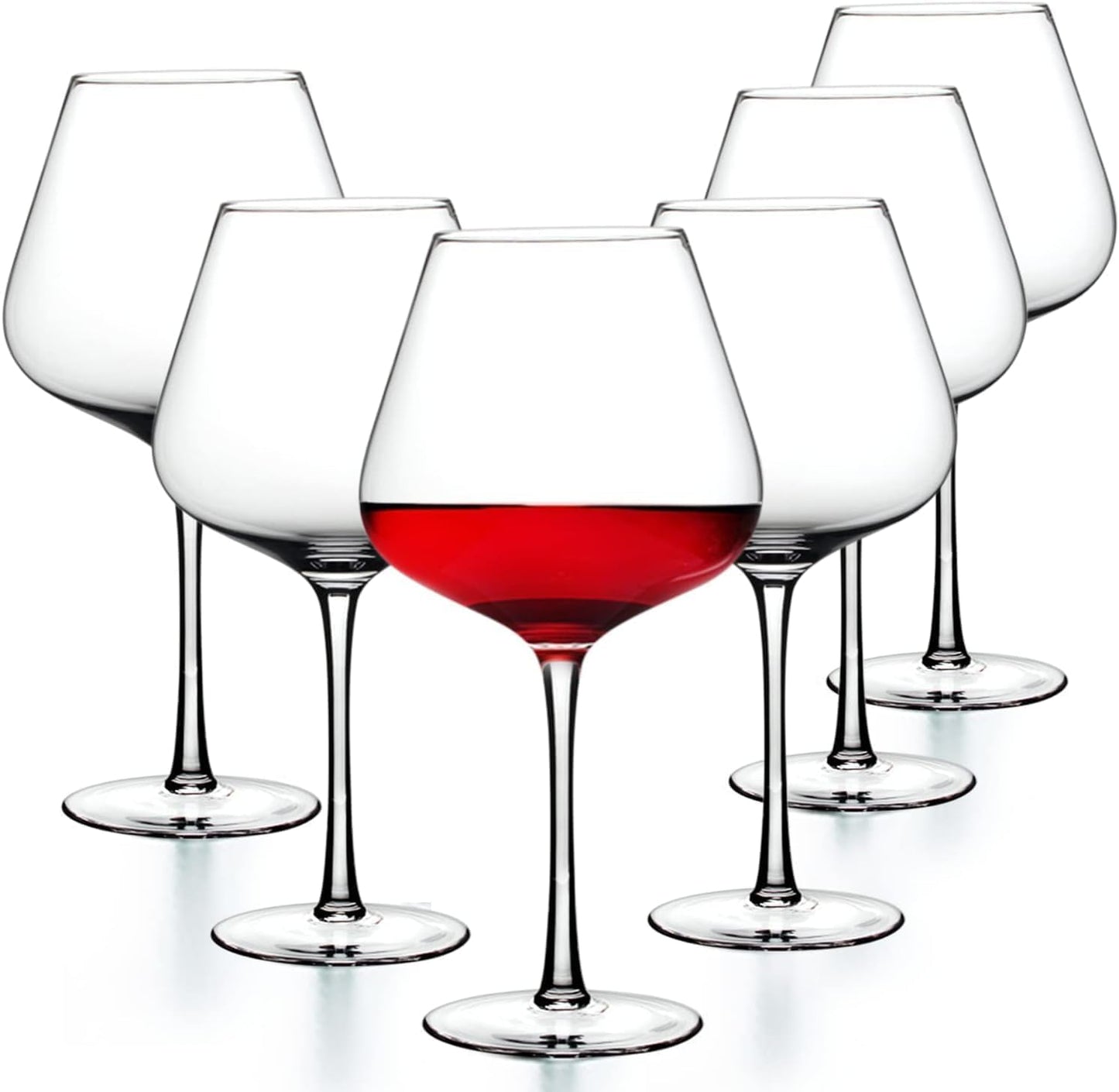 smart "serve" Premium Crystal Wine Goblet Set of 6, 440ml | Lead-Free Clear Crystal, Elegant & Reusable | Red Wine Glasses for Parties, Weddings, Anniversaries, Bar & Home | Gift Box, Imported
