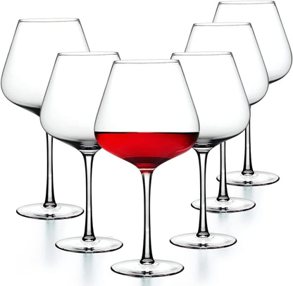 smart "serve" Premium Crystal Wine Goblet Set of 6, 440ml | Lead-Free Clear Crystal, Elegant & Reusable | Red Wine Glasses for Parties, Weddings, Anniversaries, Bar & Home | Gift Box, Imported