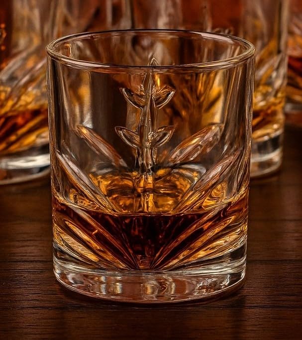 smart "serve" Crysalis Premium Whiskey Glass Set of 6, Clear, 285 ML | Bulgarian Imported, Crystal Design Lead Free Barware for Scotch, Bourbon, Liquor, Elegant Barware for Home, Parties & Gifts