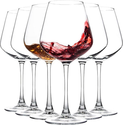 smart "serve" Premium Crystal Wine Goblet Set of 6, 440ml | Lead-Free Clear Crystal, Elegant & Reusable | Red Wine Glasses for Parties, Weddings, Anniversaries, Bar & Home | Gift Box, Imported