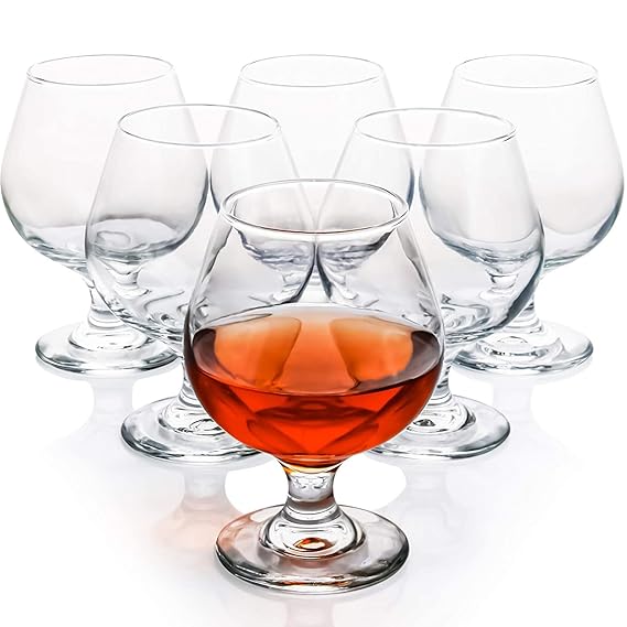 smart "serve" Crystal Brandy Whiskey Glasses 650 ml Set of 6 | Large Premium Cognac, Scotch, Bourbon & Cocktail Tumblers | Elegant Crystal Barware for Home, Parties, Bars & Gifting | Imported