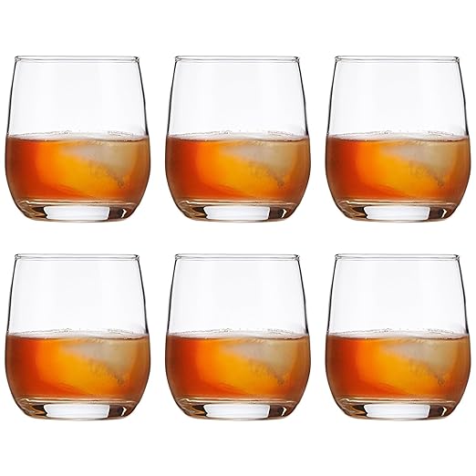 smart "serve" Oval Whiskey Glasses Set of 6 – 350ml Crystal Clear Tumblers for Whisky, Bourbon, Scotch, Cocktails & Drinks | Thick Durable Bar Glass Set for Home, Bar & Gifting