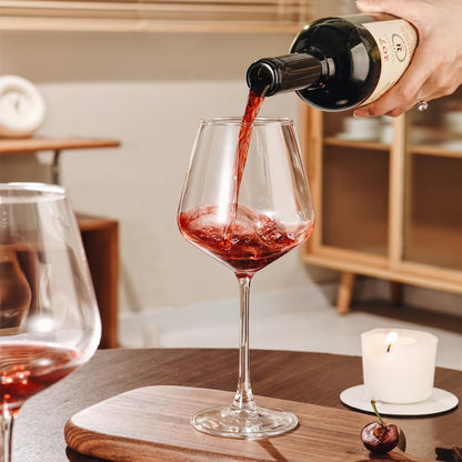 smart "serve" Premium Crystal Wine Goblet Set of 6, 440ml | Lead-Free Clear Crystal, Elegant & Reusable | Red Wine Glasses for Parties, Weddings, Anniversaries, Bar & Home | Gift Box, Imported