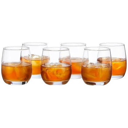 smart "serve" Oval Whiskey Glasses Set of 6 – 350ml Crystal Clear Tumblers for Whisky, Bourbon, Scotch, Cocktails & Drinks | Thick Durable Bar Glass Set for Home, Bar & Gifting