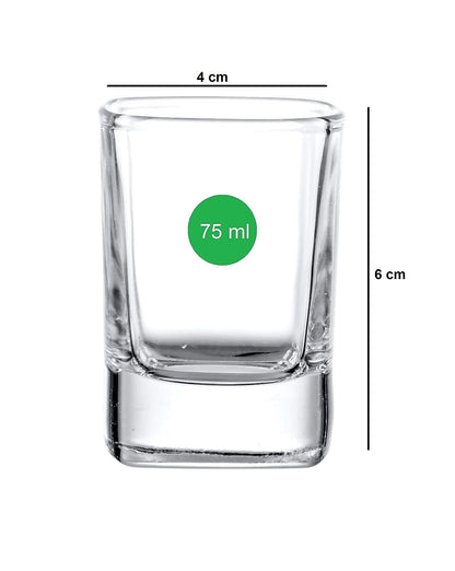 Smartserve Vodka/Tequila Square Shot Glass Set of 6, 75ml, Gift Box