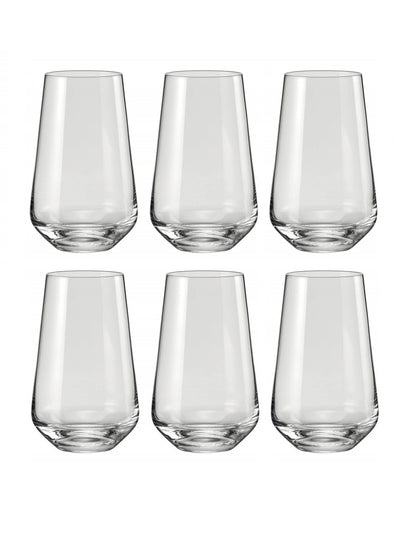 Bohemia Crystal Sandra Tall Cocktail Glasses 440 ml – Set of 6 | Lead-Free Czech Crystal Tumblers | Elegant Glassware for Cocktails, Whiskey, Bourbon, Scotch & Mixed Drinks | Dishwasher Safe