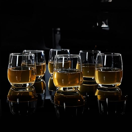 smart "serve" Oval Whiskey Glasses Set of 6 – 350ml Crystal Clear Tumblers for Whisky, Bourbon, Scotch, Cocktails & Drinks | Thick Durable Bar Glass Set for Home, Bar & Gifting