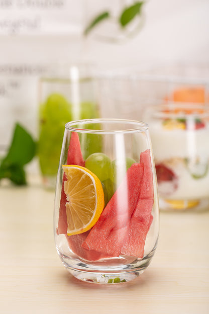 smart "serve" Stemless Wine Glass Set of 6-400ml | Imported Lead-Free Premium Crystal Clear Tumblers | Dishwasher Safe Glassware for Red Wine, Water, Whiskey, Juice, Cocktails, Party & Home Use