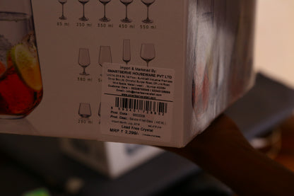 Bohemia Crystal Sandra Tall Cocktail Glasses 440 ml – Set of 6 | Lead-Free Czech Crystal Tumblers | Elegant Glassware for Cocktails, Whiskey, Bourbon, Scotch & Mixed Drinks | Dishwasher Safe