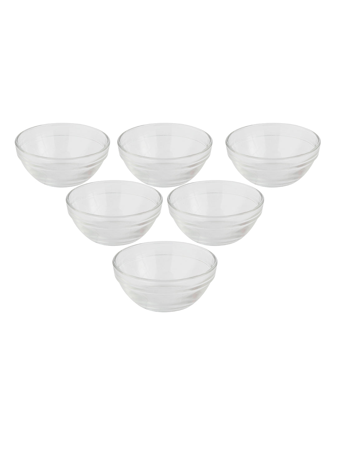 Uniglass Stackable Dessert Glass Bowls Set (Transparent, 240ml) Set of 6