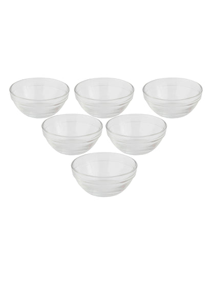 Uniglass Chutney Glass Bowl Set, 145ml, Set of 6, Transparent